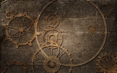 steampunk eski arka plan, kağıt tuval çerçeve, dişliler, dişliler retro vintage duvar kağıdı