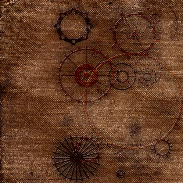 Steampunk Vecchio Sfondo Cornice Tela Carta Ingranaggi Ingranaggi Retrò Carta — Foto Stock