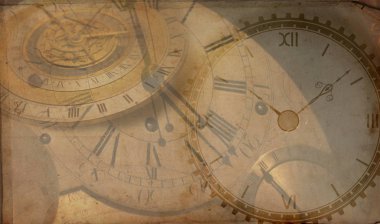 Vintage saat arka plan, eski zaman retro steampunk tuval kağıt harita