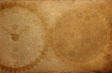 Vintage retro saat arka plan, eski zaman steampunk tuval kağıt harita