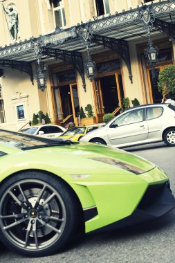 Monte-Carlo, Monaco, Casino Monte-Carlo 8,2,2014, Lamborghini 2 Ağustos 2014 Monte Carlo'da casino önünde park etmiş. Monaco'nın iklim ve kumar imkanları eğlence merkezi yaptık 