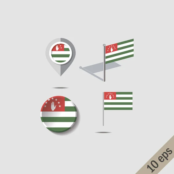 Alfileres de mapa con bandera de Abjasia — Vector de stock