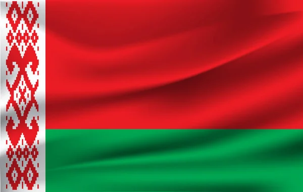 Realistické mávat vlajkou Bělorusku. Fabric texturou vlající vlajka, vektorové Eps10 — Stockový vektor