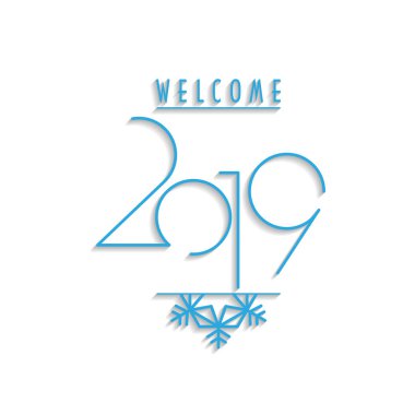 Konuksever yeni yıl 2019 tipografi illüstrasyon vektör. Vektör logo, amblem, metin tasarım. Tebrik kartları, hediye ve davetiyeler vb afiş için kullanılabilir.