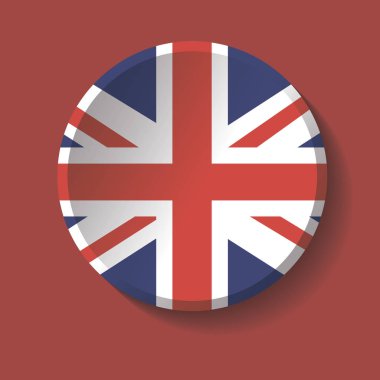Vektör - İngiltere'de bayrak kağıt Circle gölge düğmesini