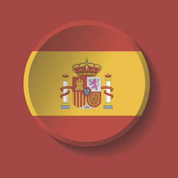 Vektor - Espana flagga papper cirkelknappen skugga — Stock vektor