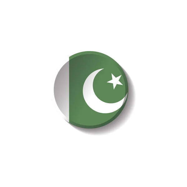 Vektör - Pakistan bayrağı kağıt Circle gölge düğmesini — Stok Vektör