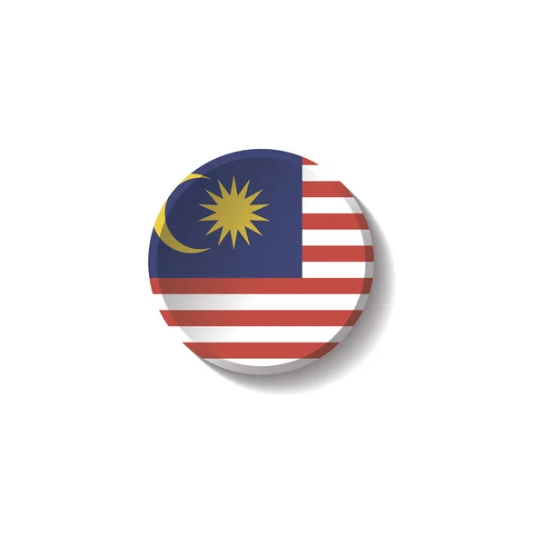 Vector - knop van de schaduw van papier cirkel van de vlag van Maleisië — Stockvector