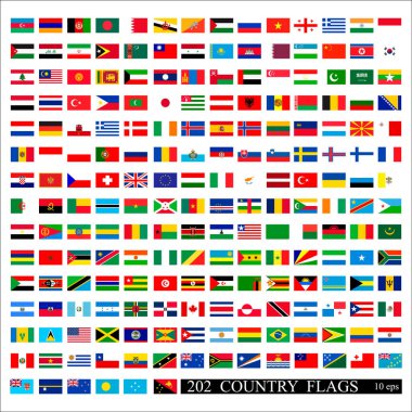 World flags all vector color isolated clipart