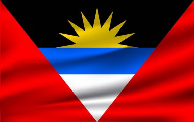 Realistic waving flag of the Waving Flag of Antigua and Barbuda, high resolution Fabric textured flowing flag,vector EPS10 clipart
