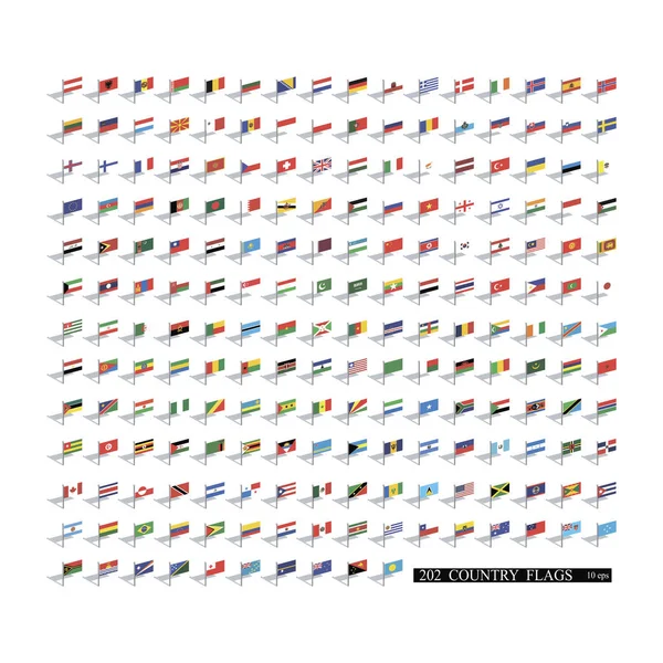 World 3d flags set. Vector illustration 10eps — Stock Vector