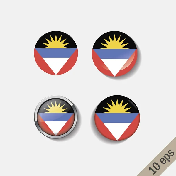 Conjunto Bandeiras Antigua Barbuda Emblemas Redondos Ilustração Vetorial Eps — Vetor de Stock