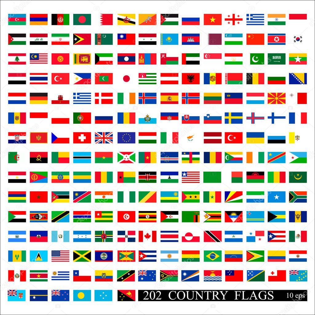 World flags all vector color isolated