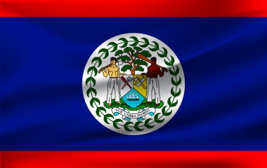 Realistic waving flag of the Waving Flag of Belize, high resolution Fabric textured flowing flag,vector EPS10