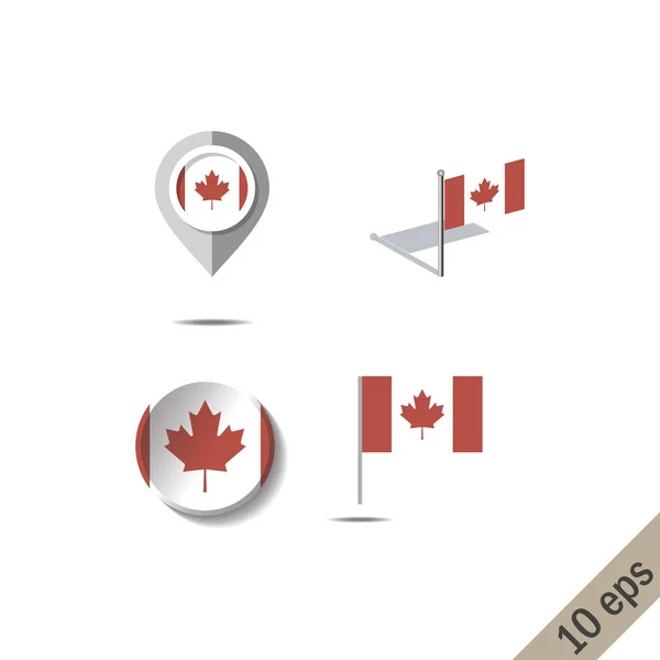 カナダの国旗と地図ピン — ストックベクタ