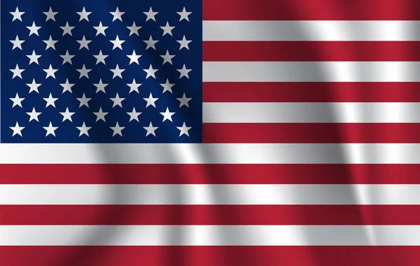 Realistické vlající vlajka Mávání vlajkou Usa, vysoké rozlišení Fabric texturou vlající vlajka, vektorové Eps10 — Stockový vektor