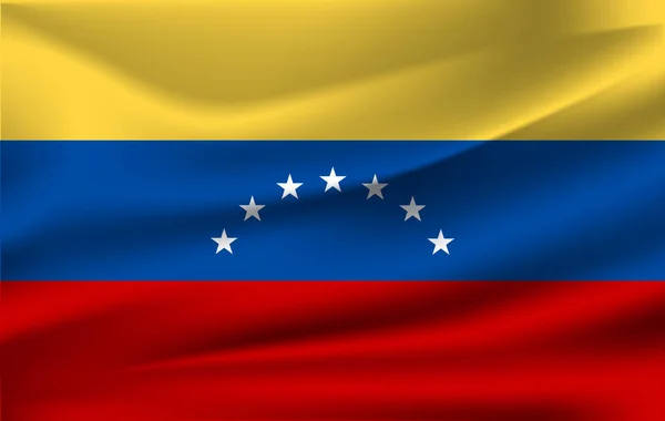 Bandera ondeante realista de la bandera ondeante de Venezuela, bandera de flujo texturizada de tela de alta resolución, vector EPS10 — Vector de stock