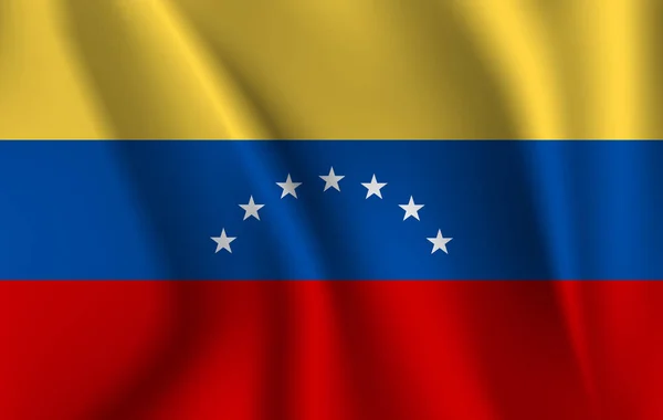 Integetett zászló Venezuela, felsőbb döntés szövet texturált áramló zászló, reális hullámzó zászlaja vektor Eps10 — Stock Vector