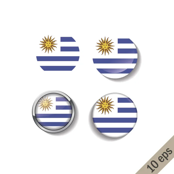 Flagi zestaw urugwajskiej rundy odznaki. — Wektor stockowy
