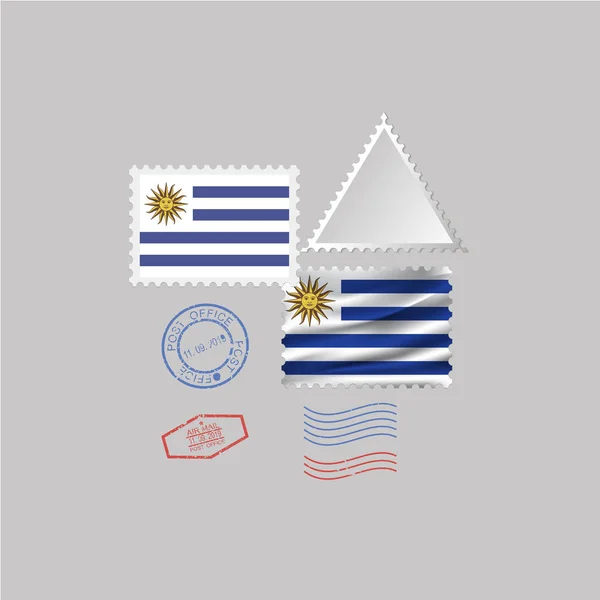 A set of stamps with the image of the flag URUGUAY . — Stock Vector