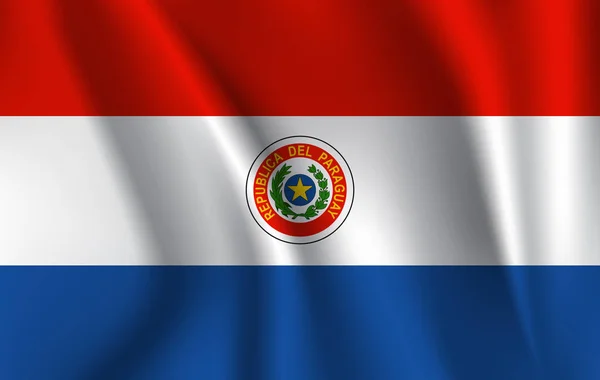 Realistic waving flag of the Waving Flag of Paraguay, high resolution Fabric textured flowing flag, vector EPS10 — стоковый вектор