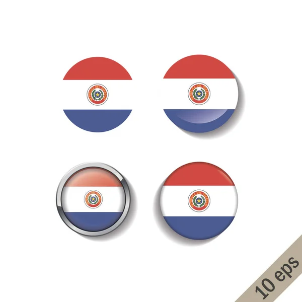 Set of PARAGUAY flags round badges. — Stock Vector