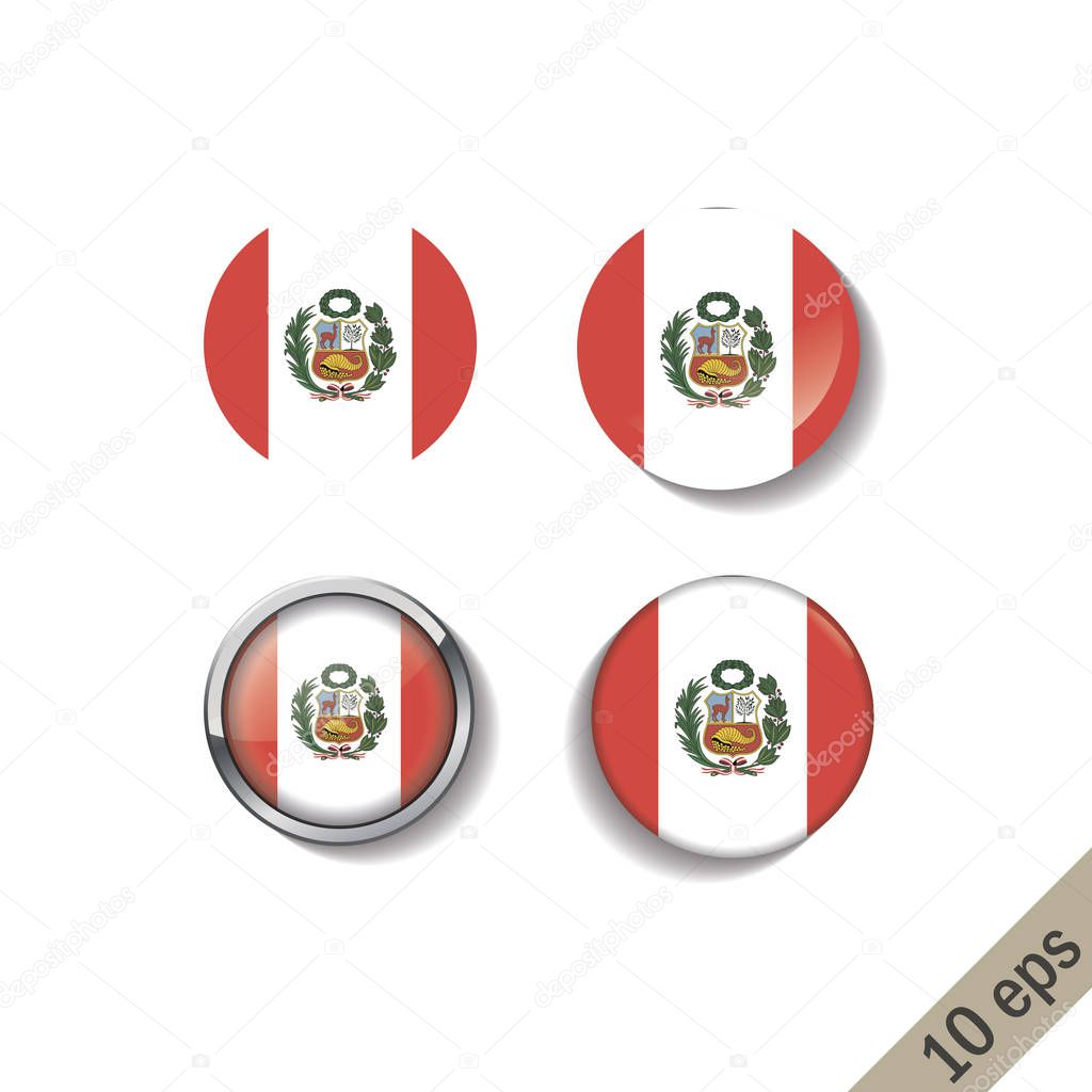 Set of PERU flags round badges.