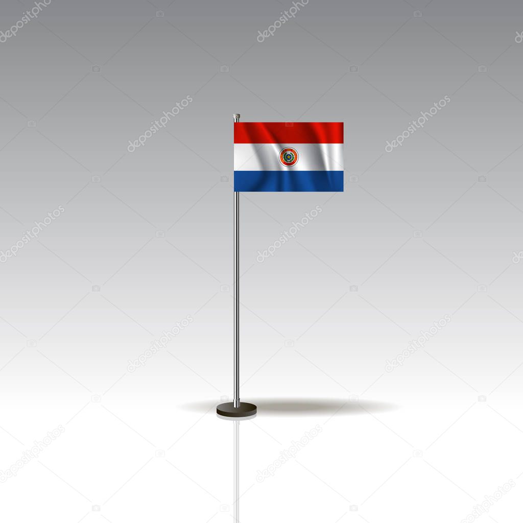Flag Illustration of the country of PARAGUAY. National PARAGUAY flag isolated on gray background. Vector. EPS10