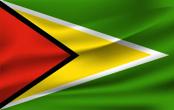 Realistische wapperende vlag van de wapperende vlag van Guyana, hoge resolutie stof geweven vloeiende vlag, vector Eps10 — Stockvector