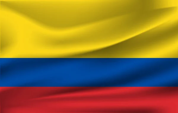 Realistiska viftande flagga den viftande flagga i Colombia, högupplösta tyg texturerat friflytande flagga, vektor Eps10 — Stock vektor