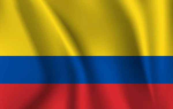 Realistické vlající vlajka vlající vlajka Kolumbie, vysoké rozlišení Fabric texturou vlající vlajka, vektorové Eps10 — Stockový vektor