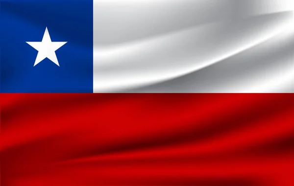 Realistic waving flag of the Waving Flag of Chile, high resolution Fabric textured flowing flag, vector EPS10 — стоковый вектор