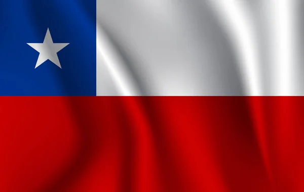 Gerçekçi dalgalanan bayrak dalgalanan bayrak Şili, yüksek çözünürlüklü akan bayrak, Kumaş dokulu Eps10 vektör — Stok Vektör
