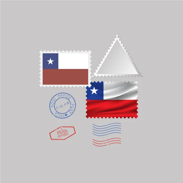 Un jeu de timbres avec l'image du drapeau CHILI . — Image vectorielle