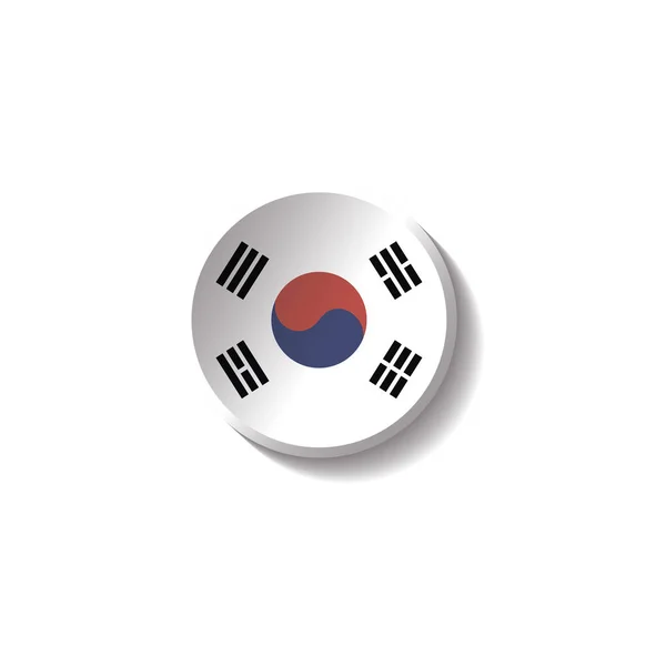 Vector - Korea Republic Flag Paper Circle Shadow Button — Stock Vector