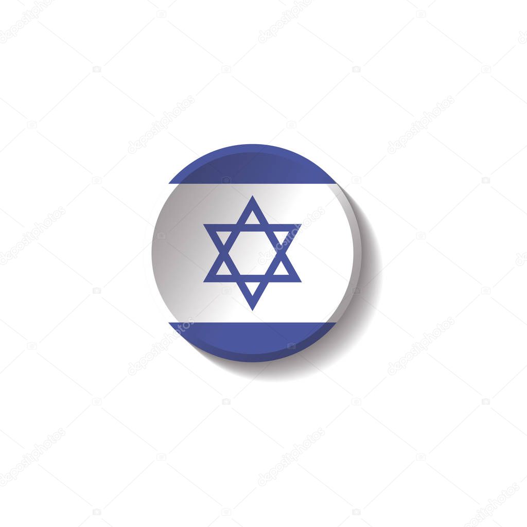 Vector - Israel Flag Paper Circle Shadow Button