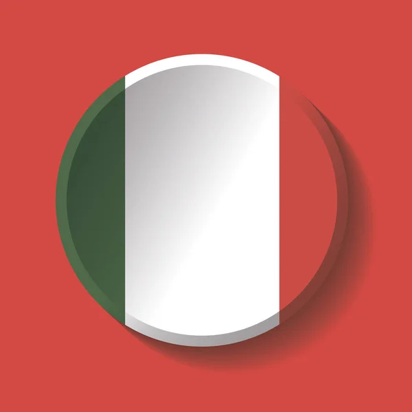 ベクトル - イタリア国旗紙の丸影ボタン — ストックベクタ