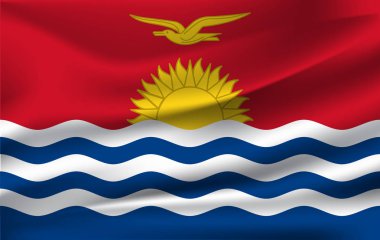 Gerçekçi dalgalanan bayrağı dalgalanan bayrak Kiribati, yüksek çözünürlüklü akan bayrak, Kumaş dokulu Eps10 vektör