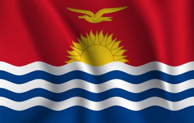 Gerçekçi dalgalanan bayrağı dalgalanan bayrak Kiribati, yüksek çözünürlüklü akan bayrak, Kumaş dokulu Eps10 vektör