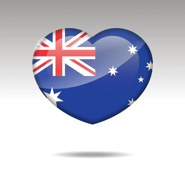 Adoro o símbolo da Austrália. Ícone da bandeira cardíaca . — Vetor de Stock