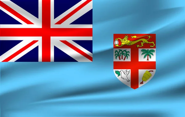 Gerçekçi dalgalanan bayrak dalgalanan bayrak Fiji, yüksek çözünürlüklü akan bayrak, Kumaş dokulu Eps10 vektör — Stok Vektör