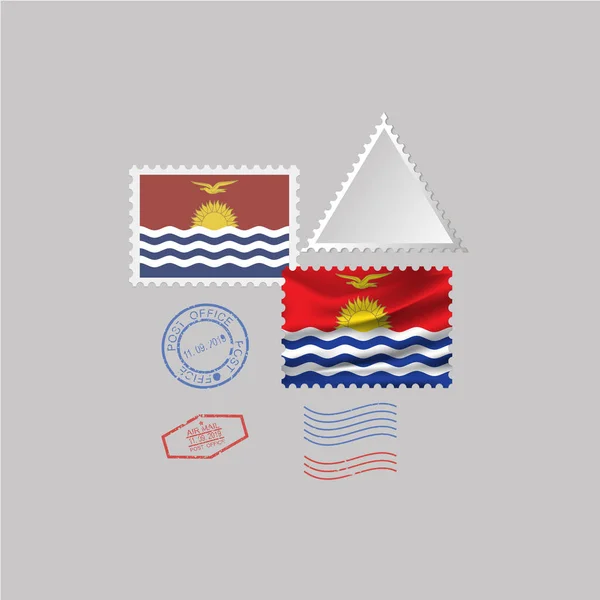KIRIBATI bandeira carimbo conjunto, isolado em fundo cinza . — Vetor de Stock