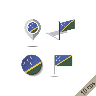 Harita iğne Solomon Adaları bayrağı ile