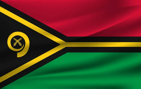 Bandera ondeante realista de la bandera ondeante de Vanuatu, bandera de flujo texturizada de tela de alta resolución, vector EPS10 — Archivo Imágenes Vectoriales