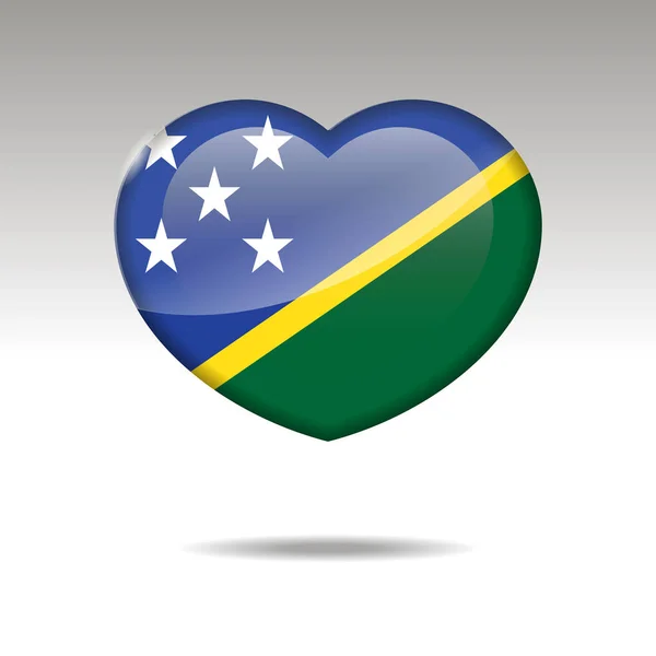 Αγάπη το σύμβολο των Νήσων Σολομώντος. εικονίδιο σημαίας καρδιά. — Διανυσματικό Αρχείο