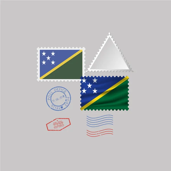 SOLOMON ISLANDS flag postage stamp set, isolated on gray background. — Stock Vector