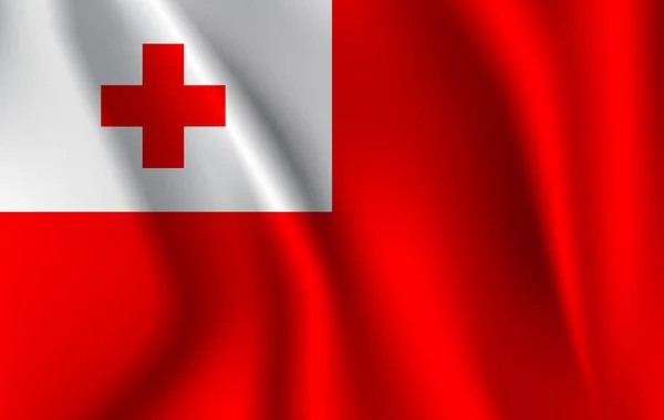 Realistic waving flag of the Waving Flag of Tonga, high resolution Fabric textured flowing flag, vector EPS10 — стоковый вектор