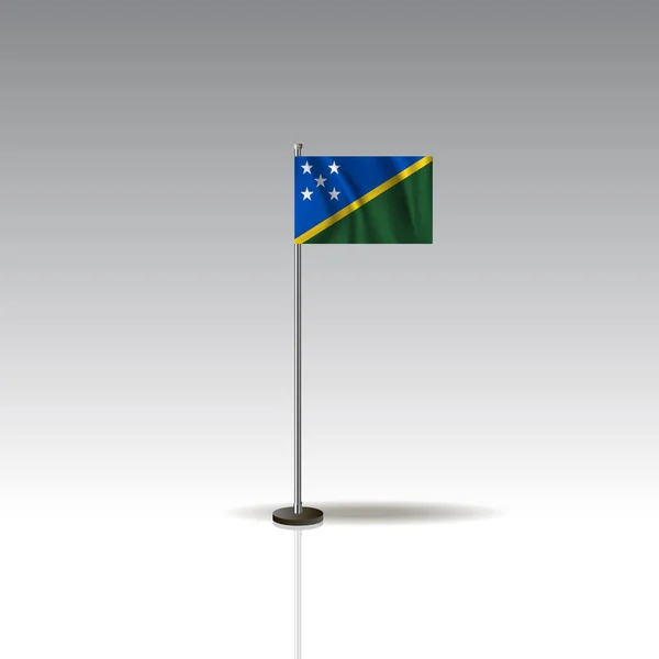 Bandeira Ilustração do país das ILHAS SALOMÃO. Bandeira nacional das ILHAS SALOMÃO isolada em fundo cinza. Vector. EPS10 —  Vetores de Stock