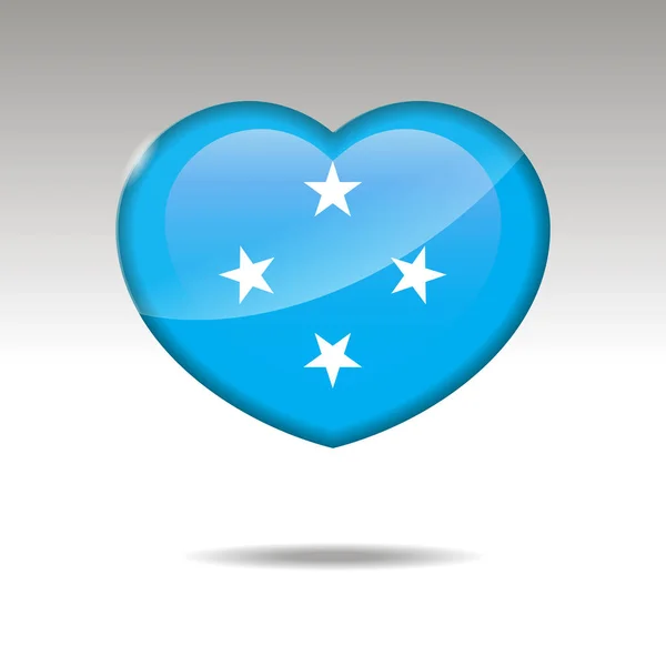Mikronezya Sembolü Seviyorum Kalp Bayrak Simgesi Vektör Çizim — Stok Vektör