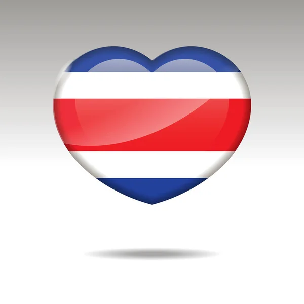 Amor Símbolo Costa Rica Icono Bandera Del Corazón Ilustración Vectorial — Vector de stock